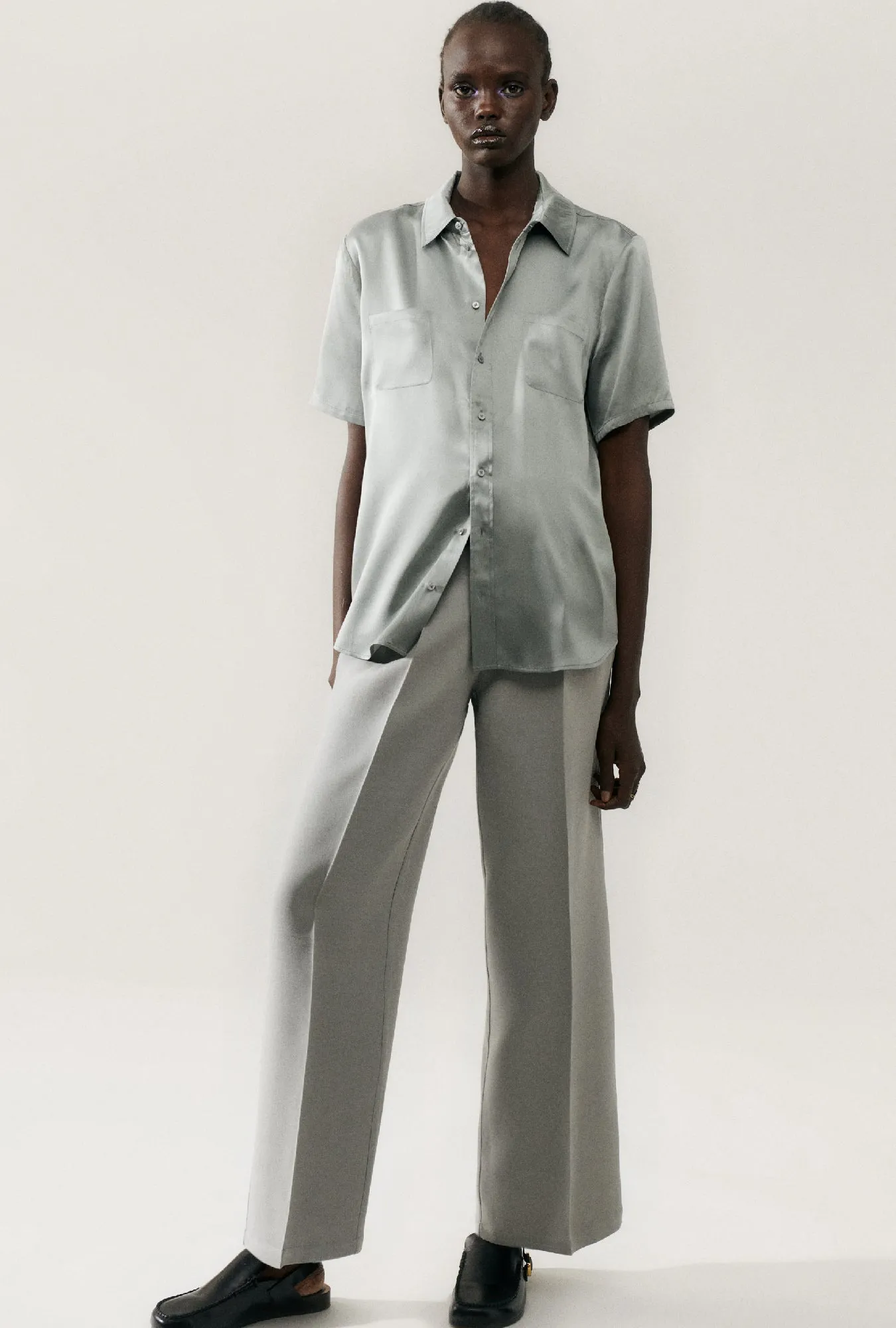 Short Sleeve Boyfriend Shirt Moon sold by Silk Laundry product image thumbnail 5