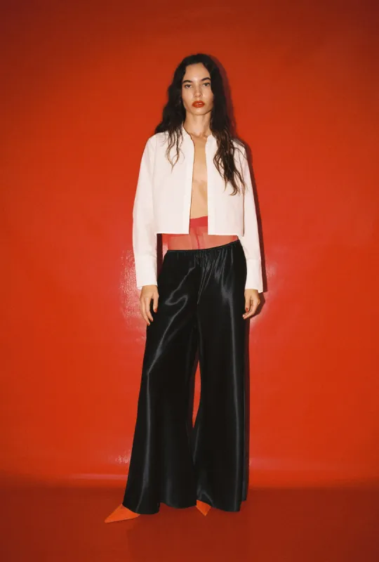 WIDE BIAS PANTS RAW EDGE BLACK sold by Silk Laundry