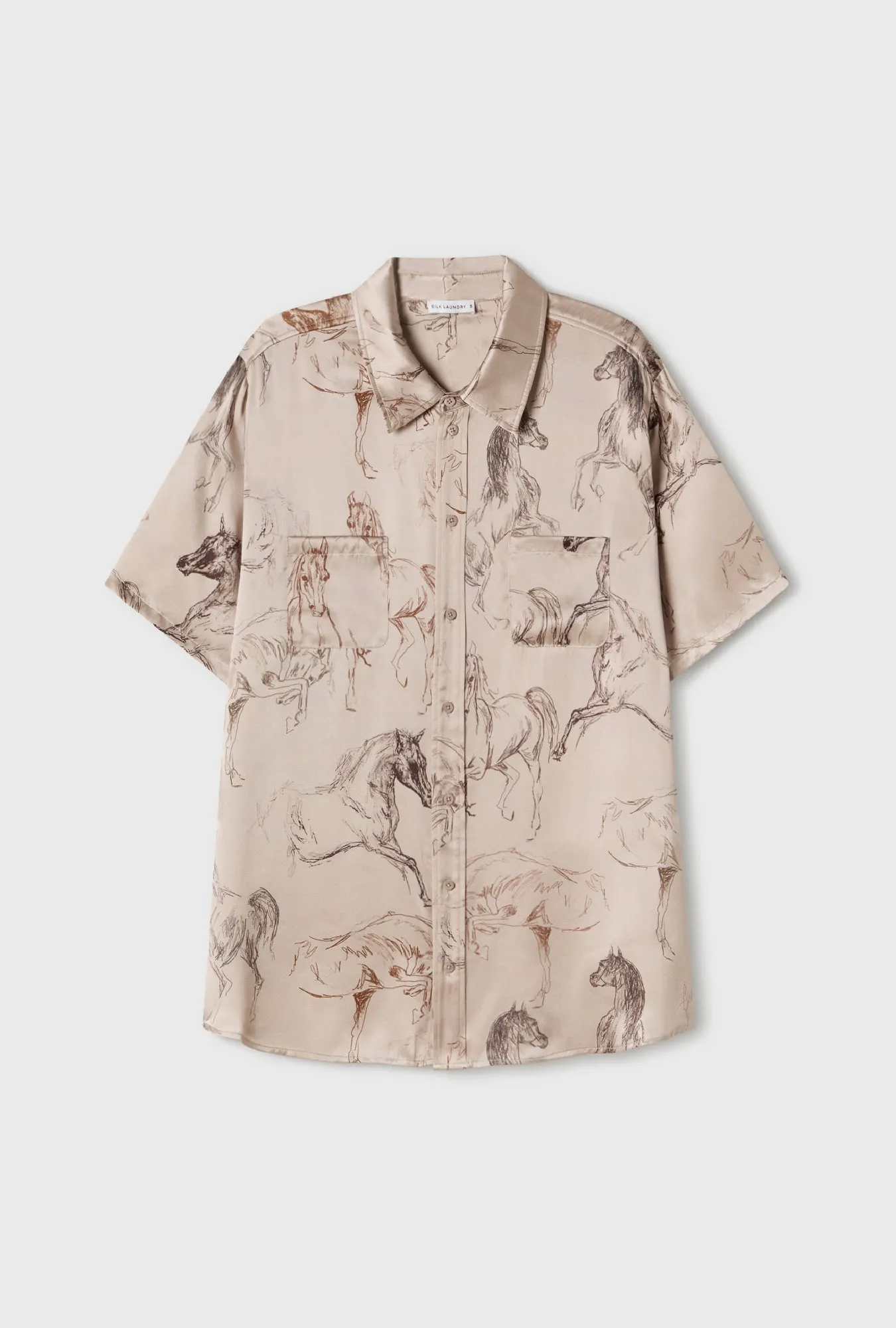 SHORT SLEEVE BOYFRIEND SHIRT WILD HORSES sold by Silk Laundry product image thumbnail 2