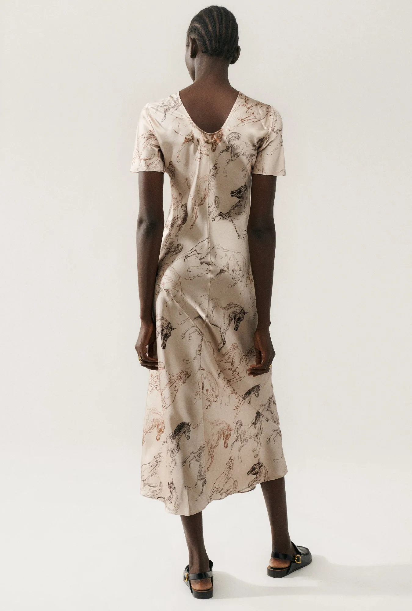 SHORT SLEEVE BIAS DRESS WILD HORSES sold by Silk Laundry product image thumbnail 3