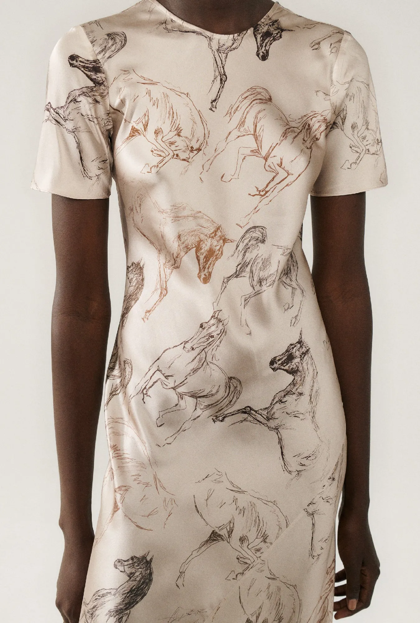 SHORT SLEEVE BIAS DRESS WILD HORSES sold by Silk Laundry product image thumbnail 4