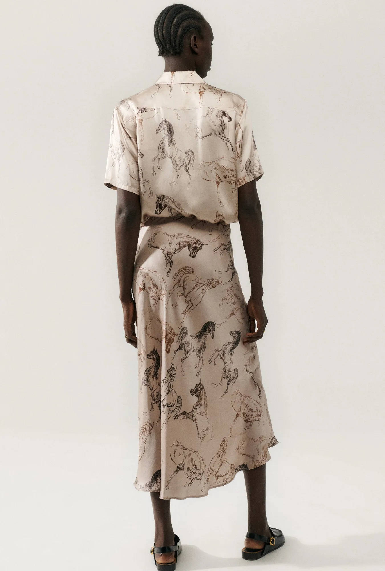 LONG BIAS CUT SKIRT WILD HORSES sold by Silk Laundry product image thumbnail 3