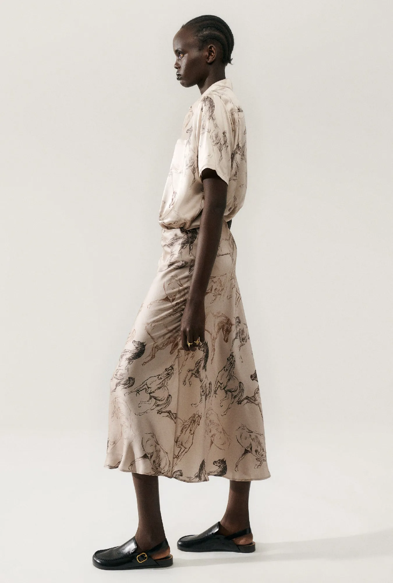 LONG BIAS CUT SKIRT WILD HORSES sold by Silk Laundry product image thumbnail 4