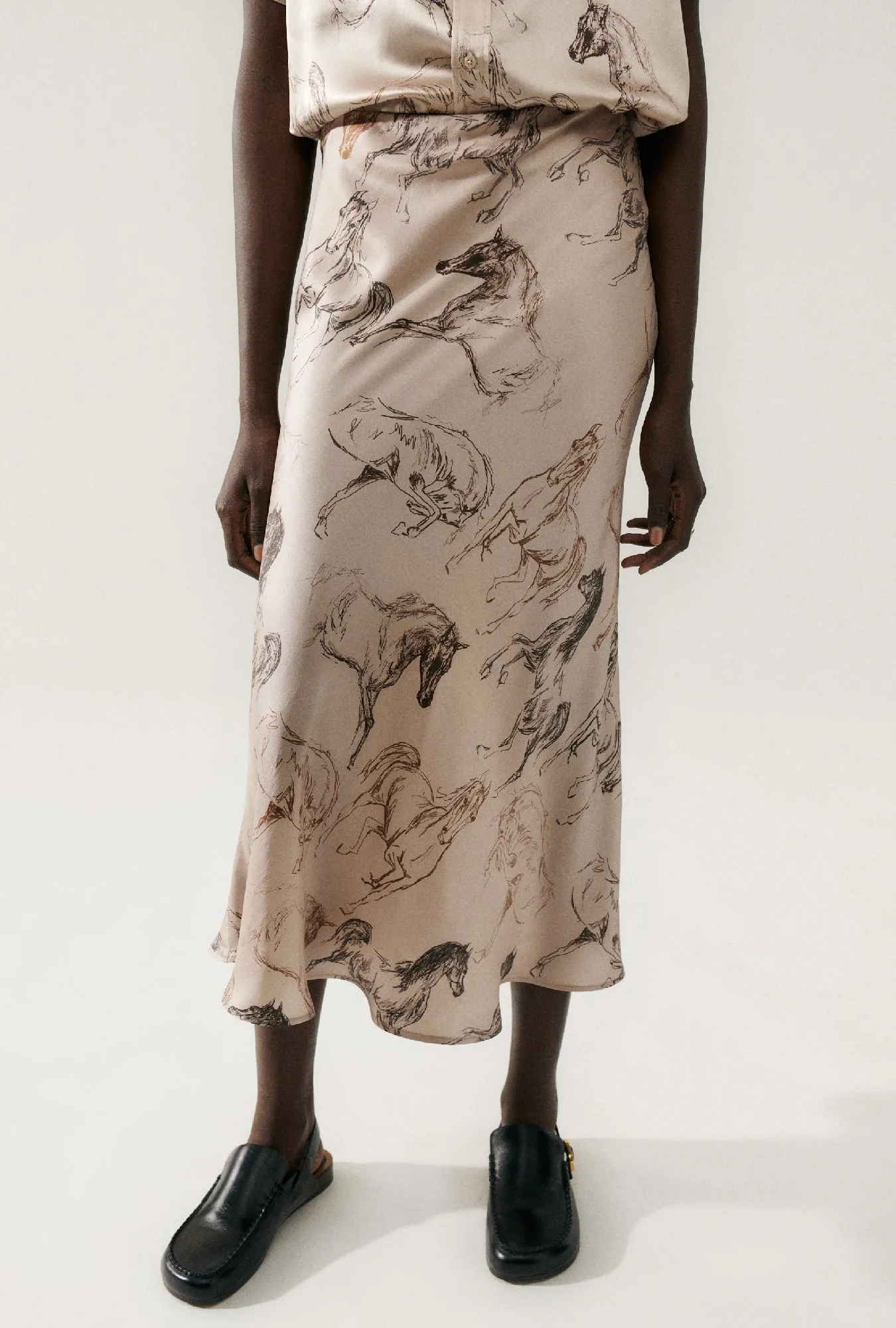 LONG BIAS CUT SKIRT WILD HORSES sold by Silk Laundry product image thumbnail 5