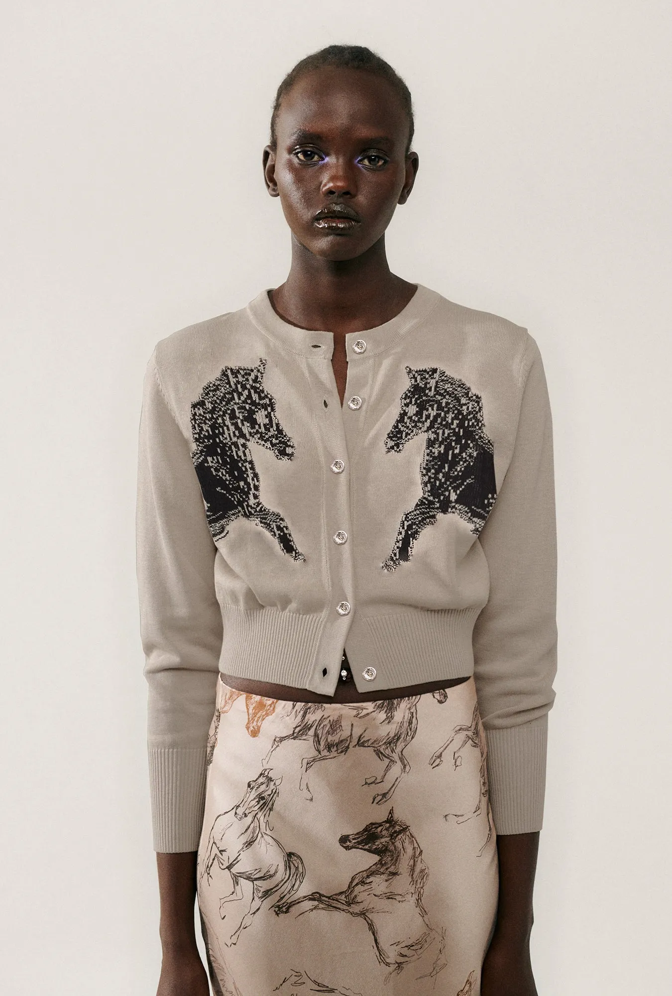 CROPPED CARDIGAN WILD HORSES sold by Silk Laundry