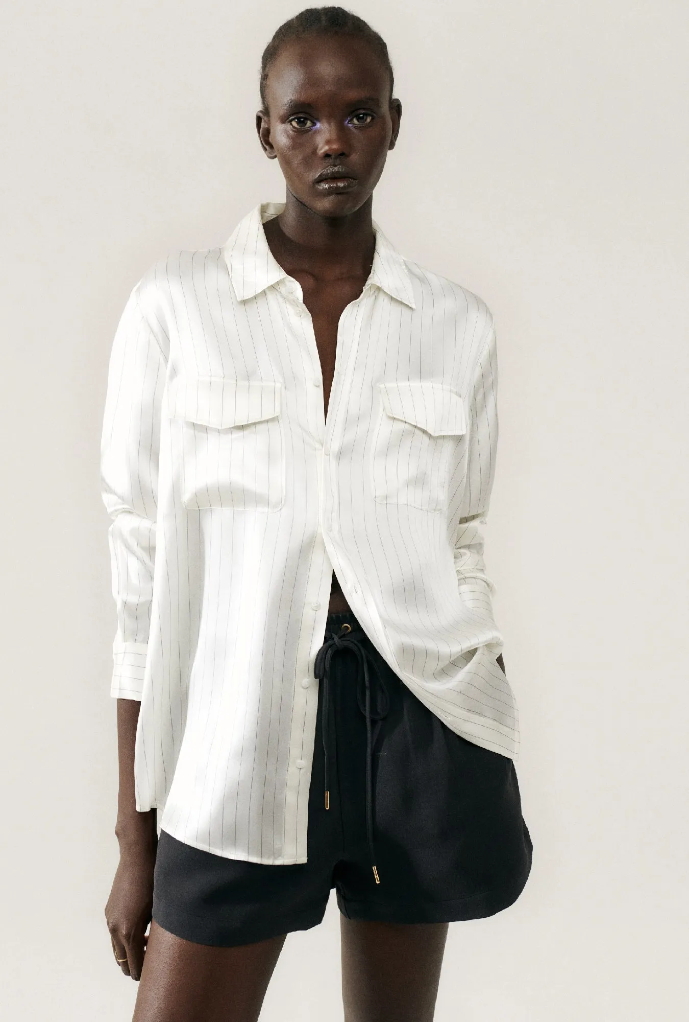 BOYFRIEND SHIRT WHITE PINSTRIPE sold by Silk Laundry