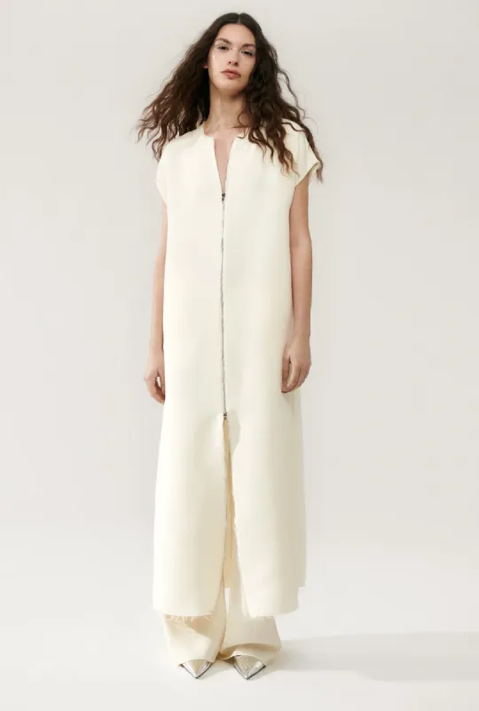 SILK WOOL LONG LOOSE DRESS CREAM sold by Silk Laundry
