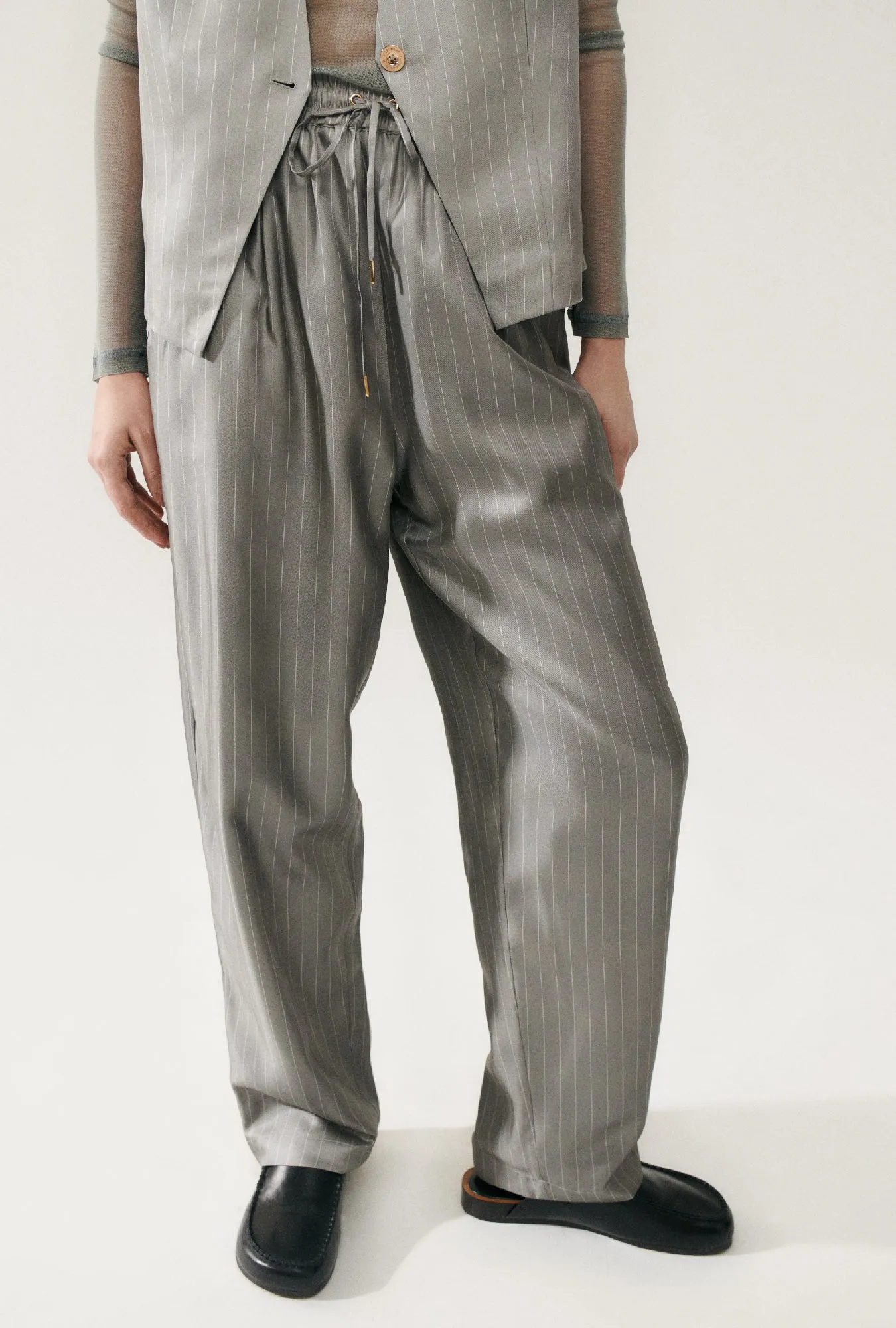 TWILL SLOUCH PANTS MOON PINSTRIPE sold by Silk Laundry product image thumbnail 5