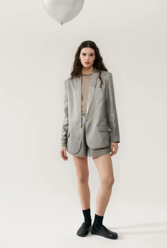 Twill Miami Blazer Moon Pinstripe sold by Silk Laundry