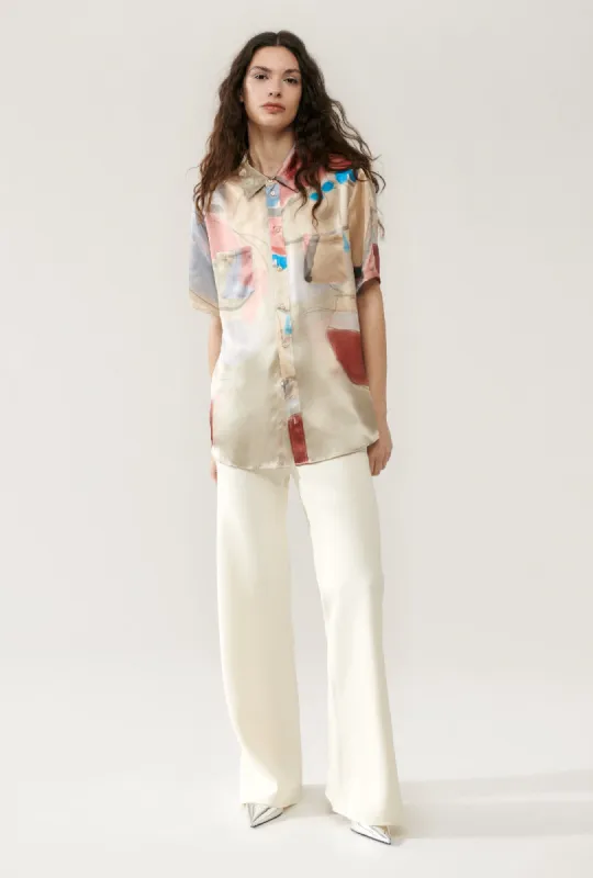SHORT SLEEVE BOYFRIEND SHIRT EXPRESSIONIST sold by Silk Laundry
