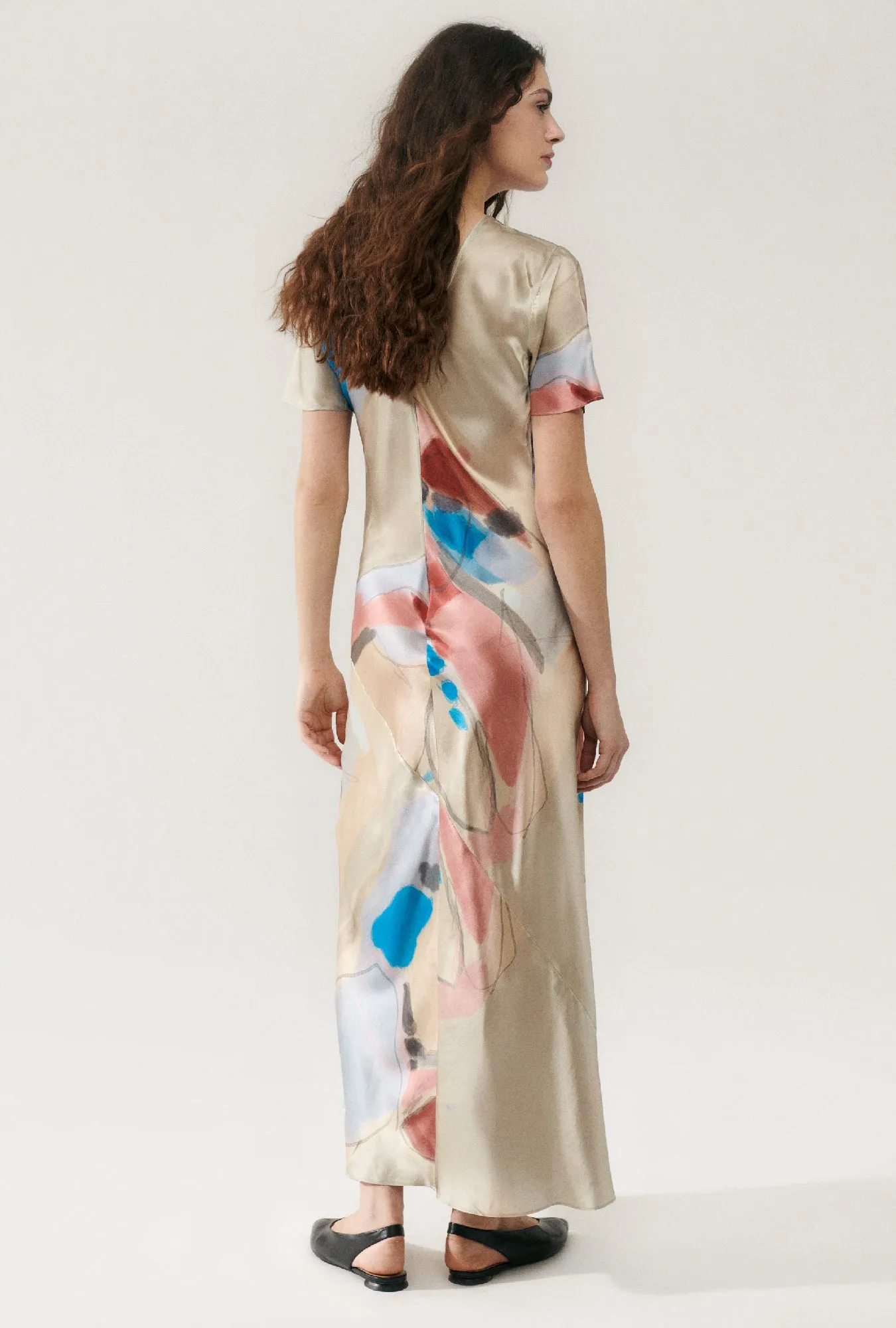 SHORT SLEEVE BIAS DRESS EXPRESSIONIST sold by Silk Laundry product image thumbnail 3