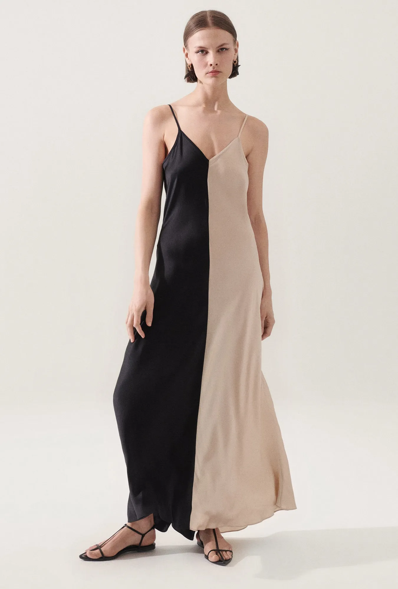 Two-Tone Dress Hazelnut/Black sold by Silk Laundry