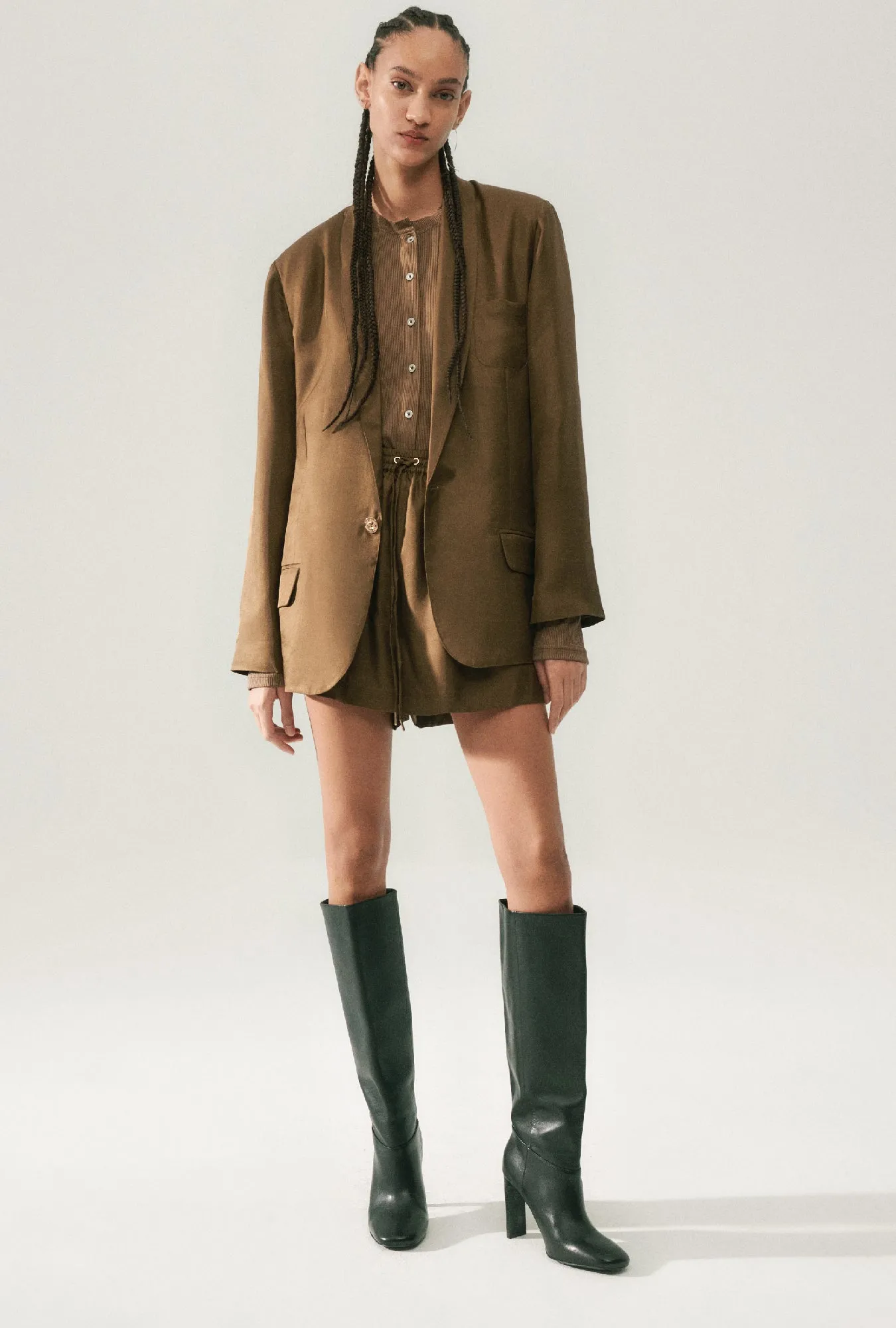 TWILL SLOUCH SHORTS DARK EARTH sold by Silk Laundry product image thumbnail 5