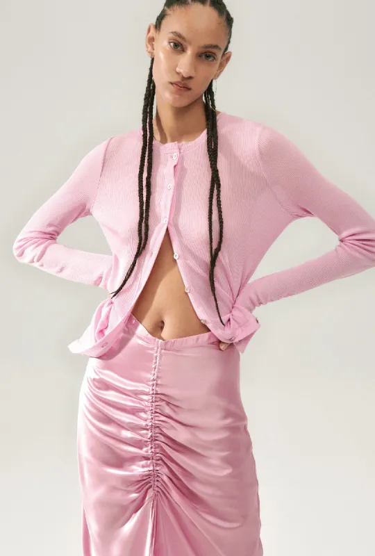 RIBBED KIA CARDIGAN FIG sold by Silk Laundry