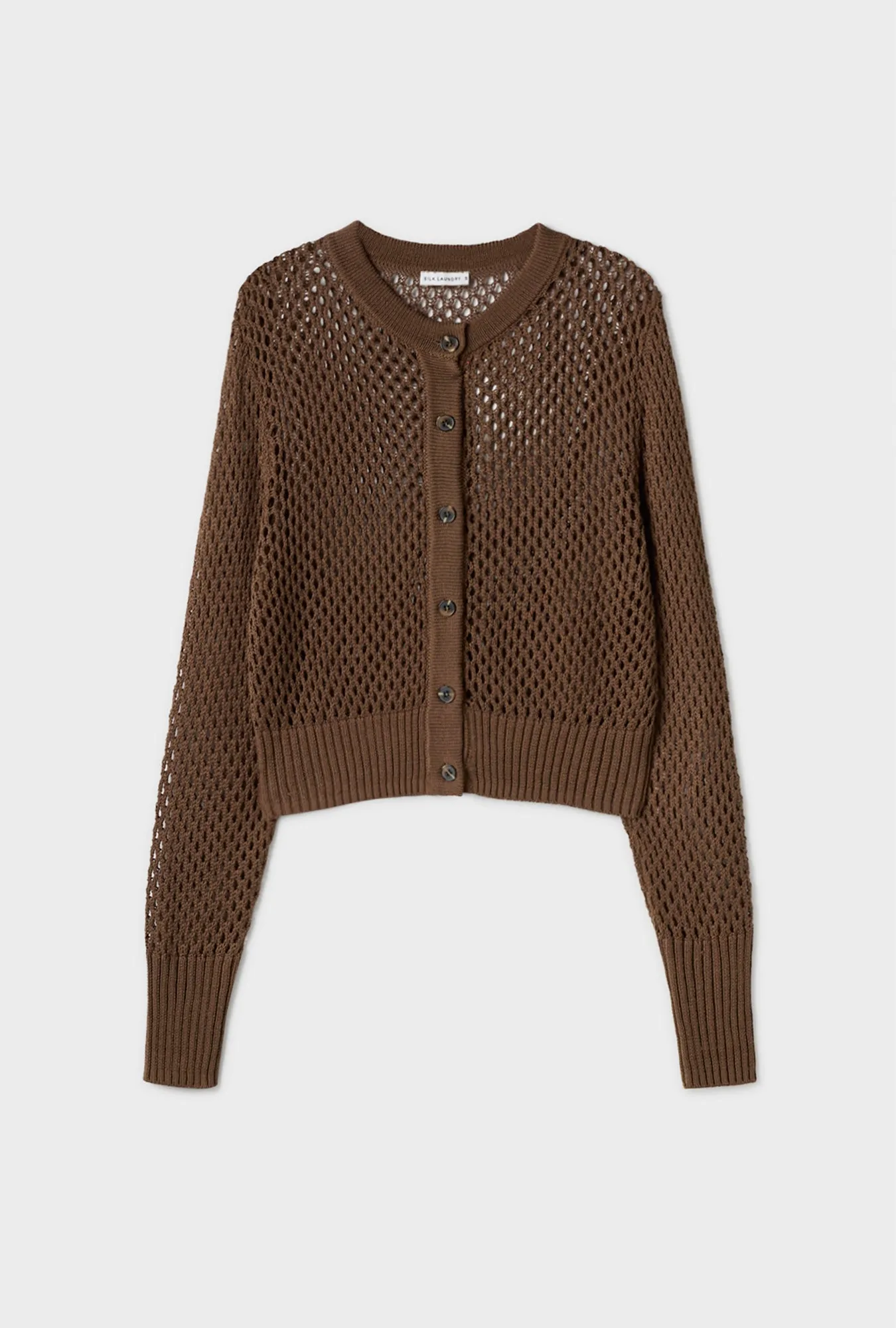 CROCHET CROPPED CARDIGAN DARK EARTH sold by Silk Laundry product image thumbnail 2