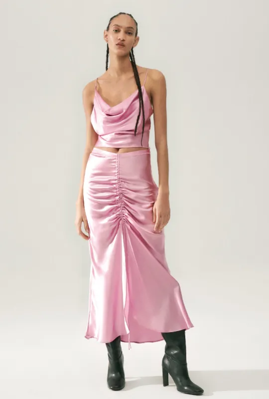 SLIT LONG BIAS SKIRT FIG sold by Silk Laundry