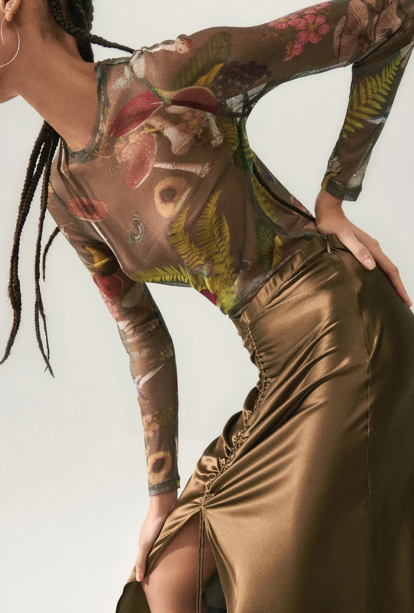 SLIT LONG BIAS SKIRT DARK EARTH sold by Silk Laundry product image thumbnail 4