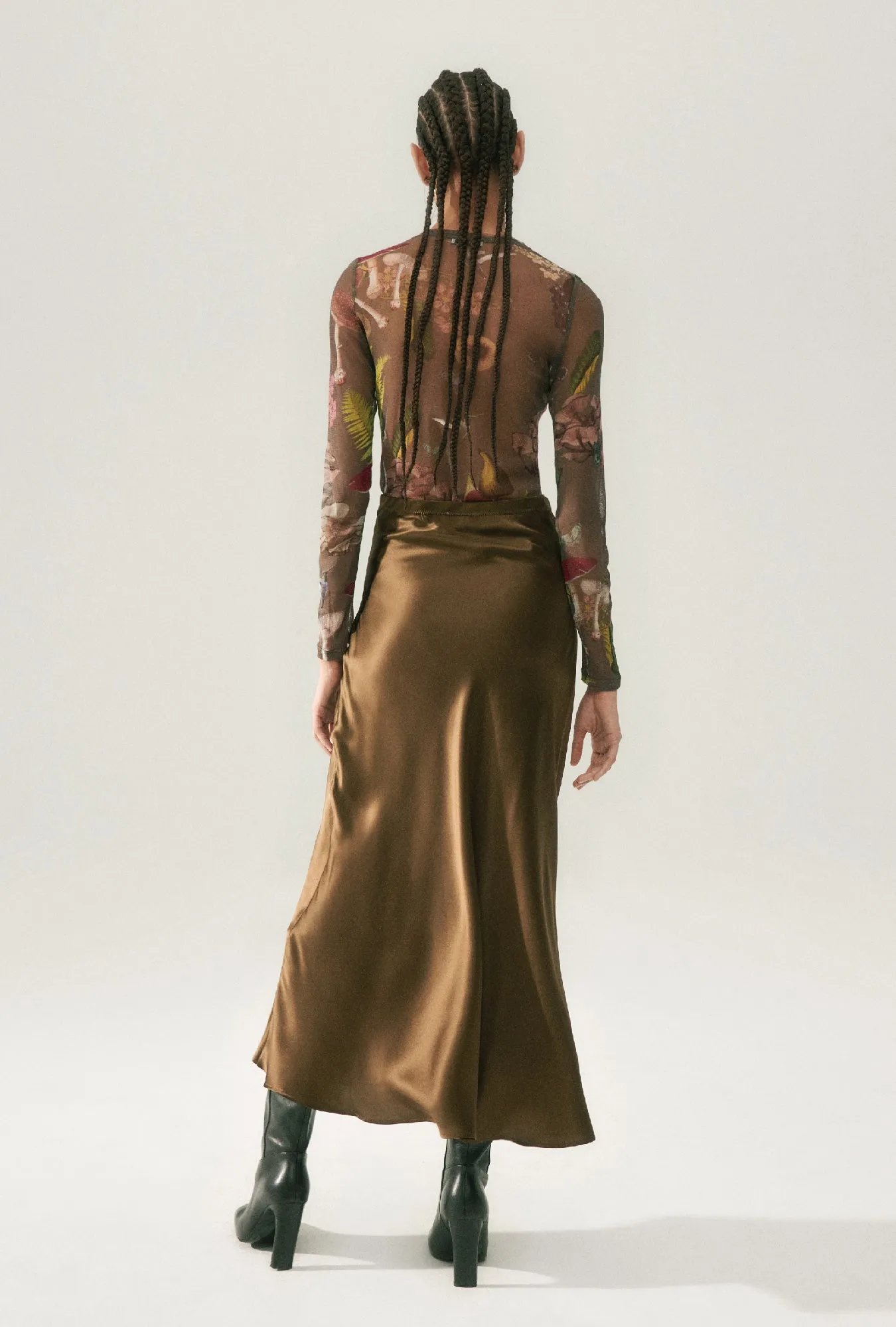 SLIT LONG BIAS SKIRT DARK EARTH sold by Silk Laundry product image thumbnail 3