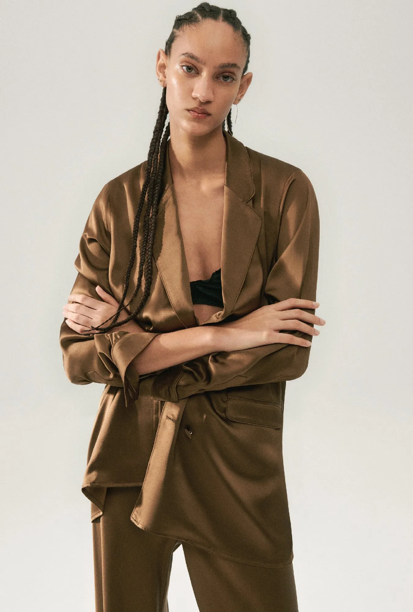 RELAXED BLAZER DARK EARTH sold by Silk Laundry