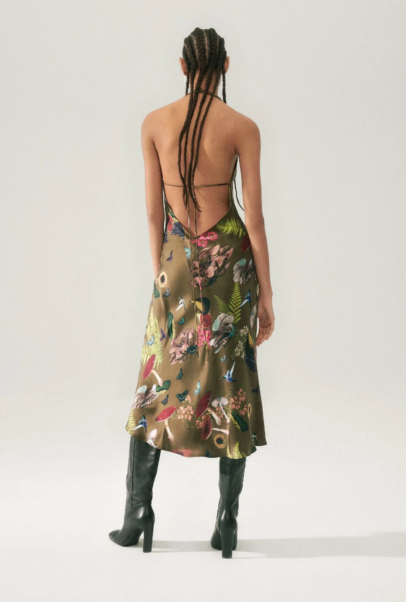 HALTER DRESS MAGIC MUSHROOM DARK EARTH sold by Silk Laundry product image thumbnail 3