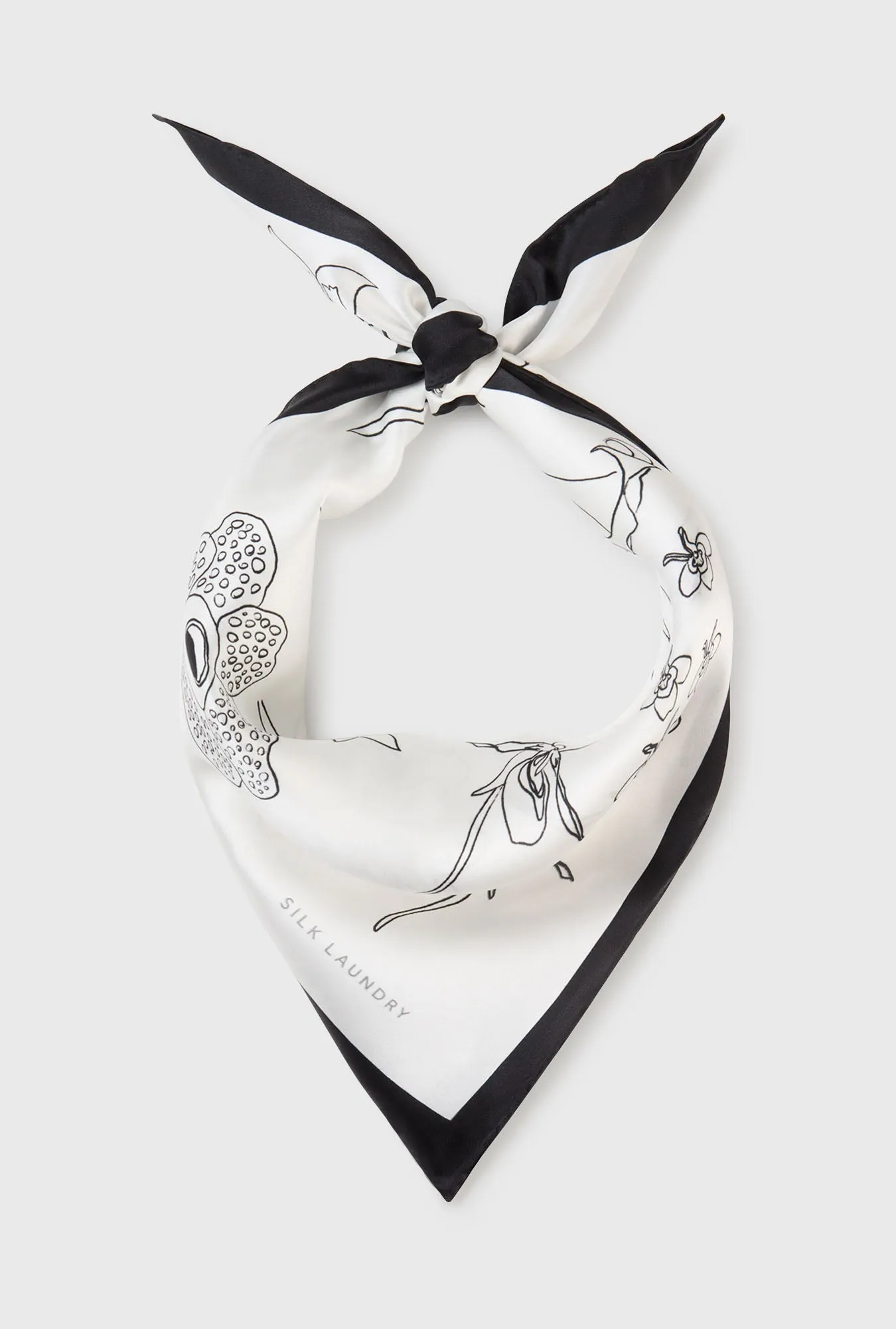 Scarf Lost Flowers Black & White sold by Silk Laundry