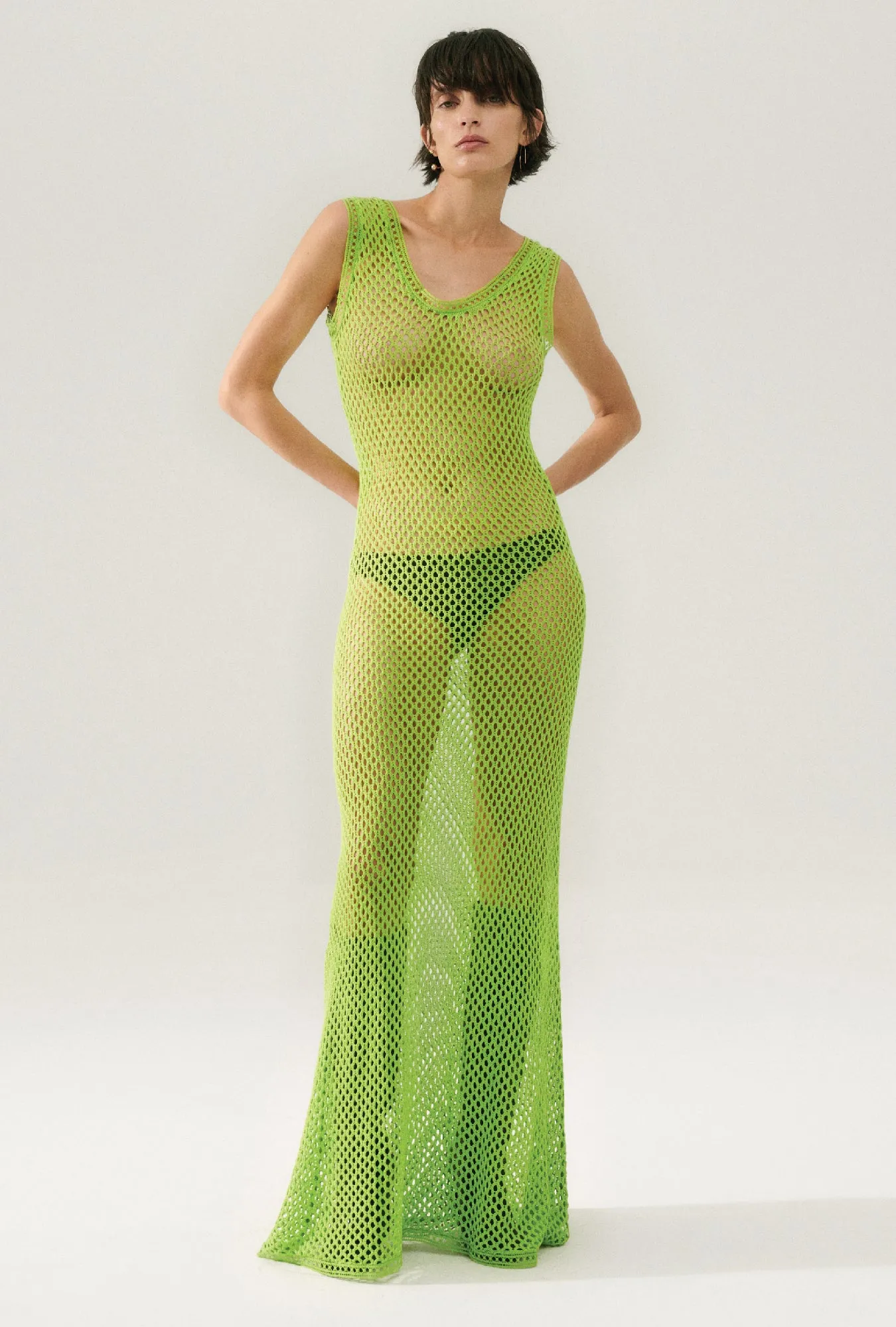 CROCHET SCOOP NECK DRESS FERN sold by Silk Laundry product image thumbnail 3