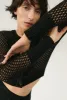CROCHET CROPPED CARDIGAN BLACK sold by Silk Laundry