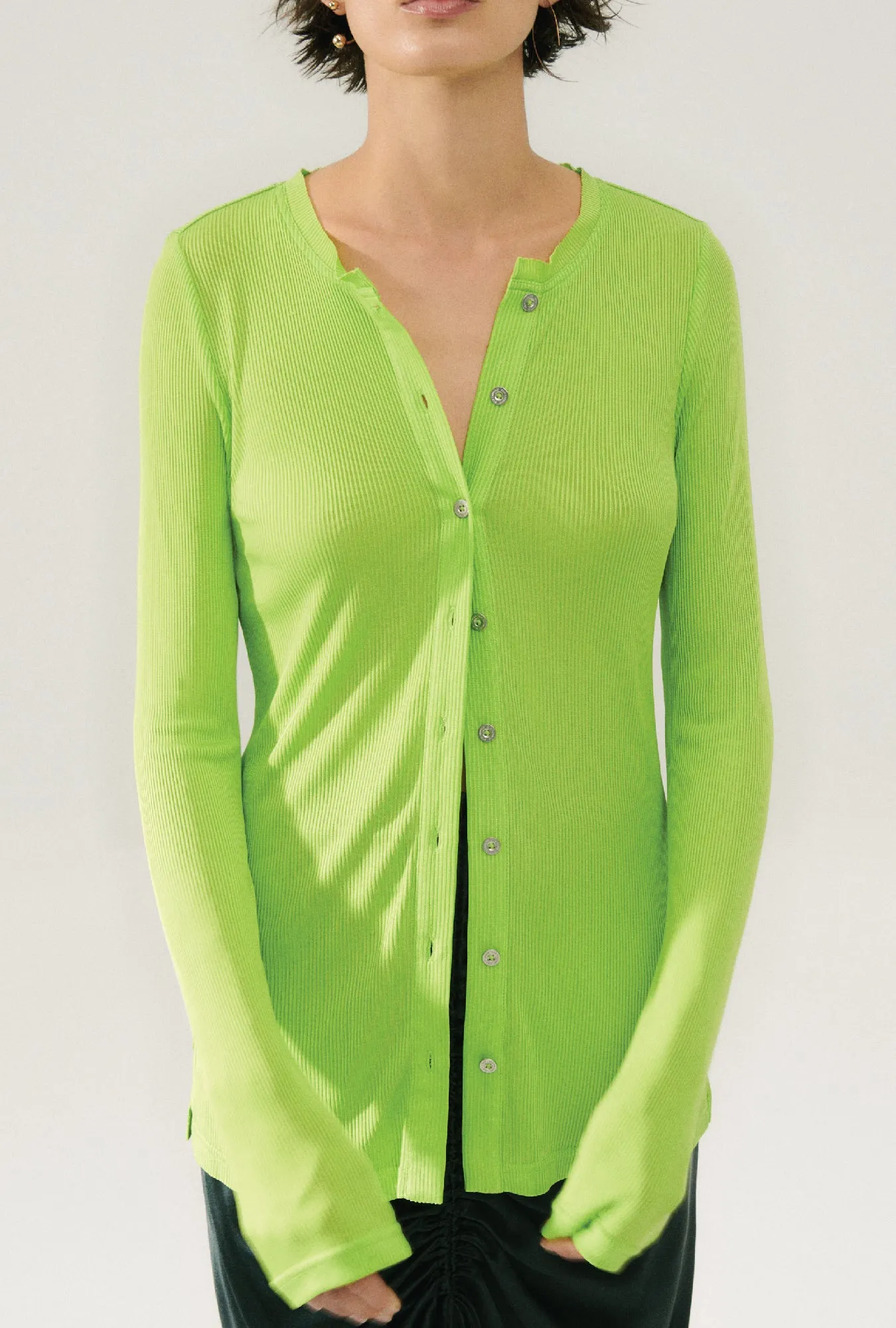 RIBBED KIA CARDIGAN FERN sold by Silk Laundry product image thumbnail 4