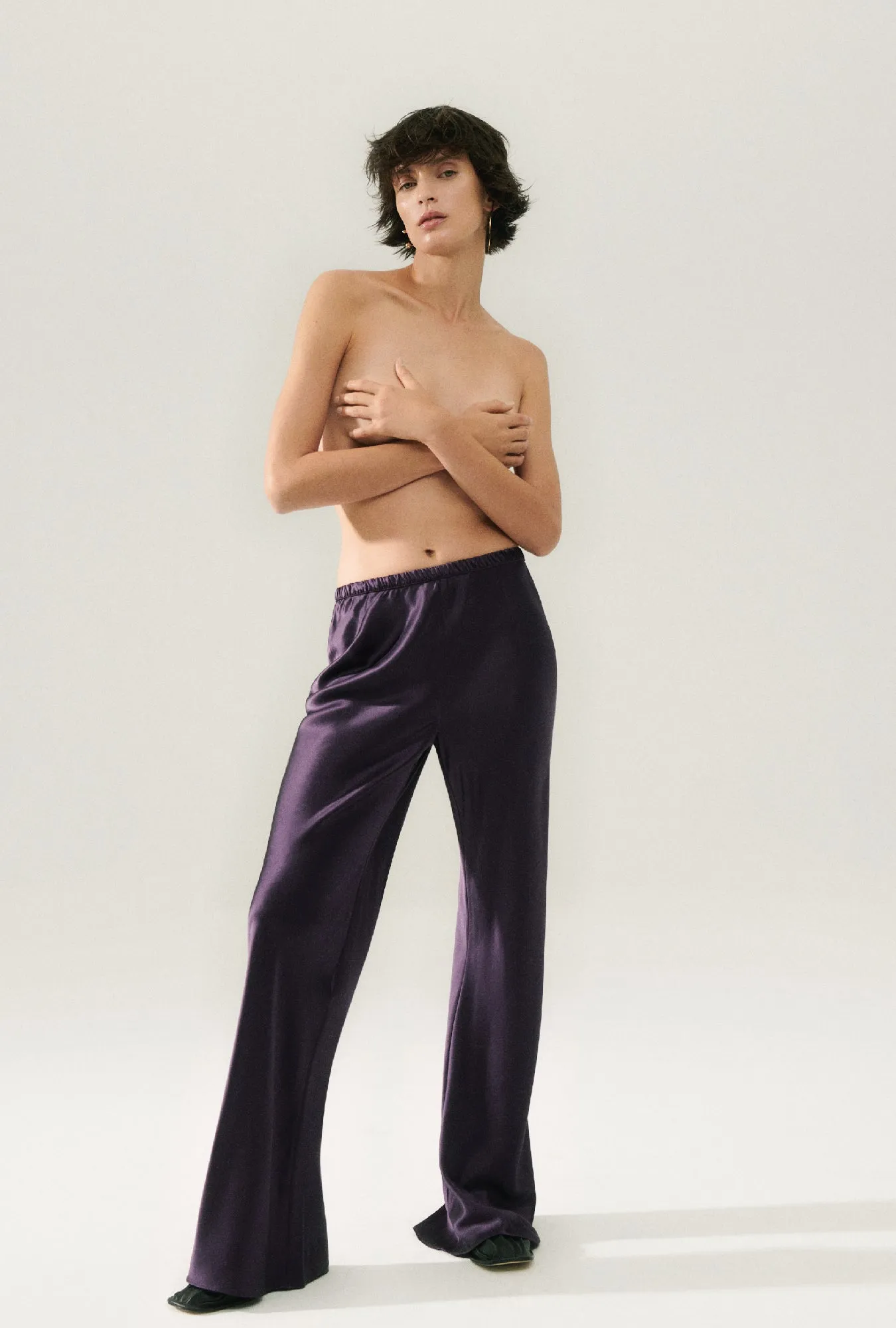 BIAS CUT PANTS BLACKBERRY sold by Silk Laundry