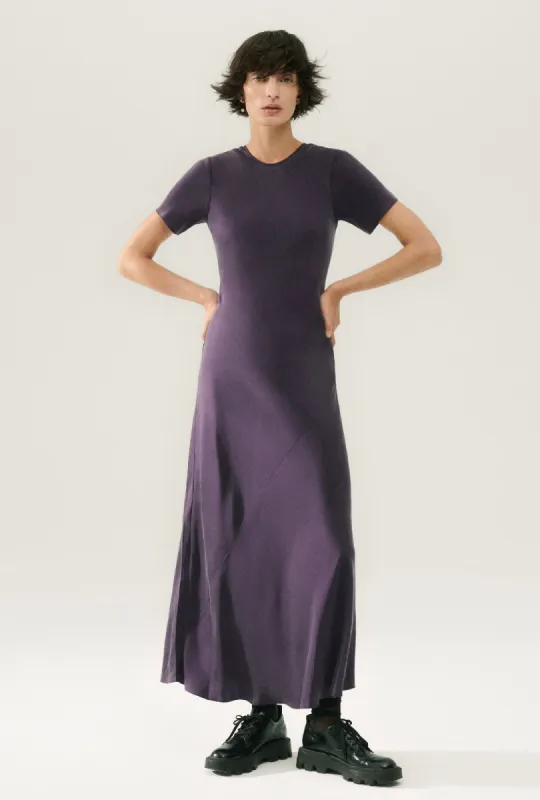 SHORT SLEEVE BIAS DRESS BLACKBERRY sold by Silk Laundry