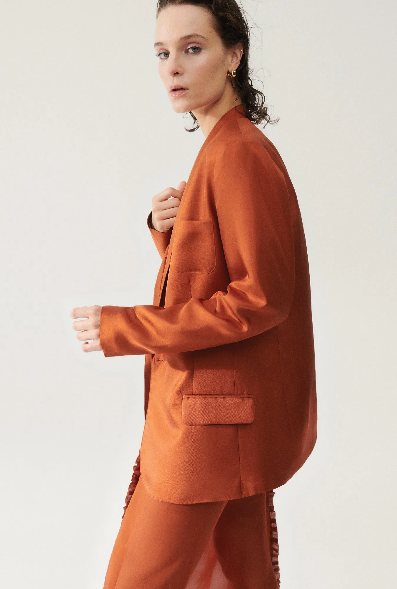 TWILL MIAMI BLAZER UMBER sold by Silk Laundry product image thumbnail 4