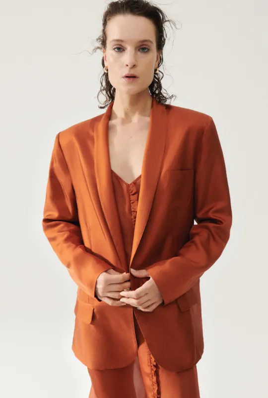 TWILL MIAMI BLAZER UMBER sold by Silk Laundry