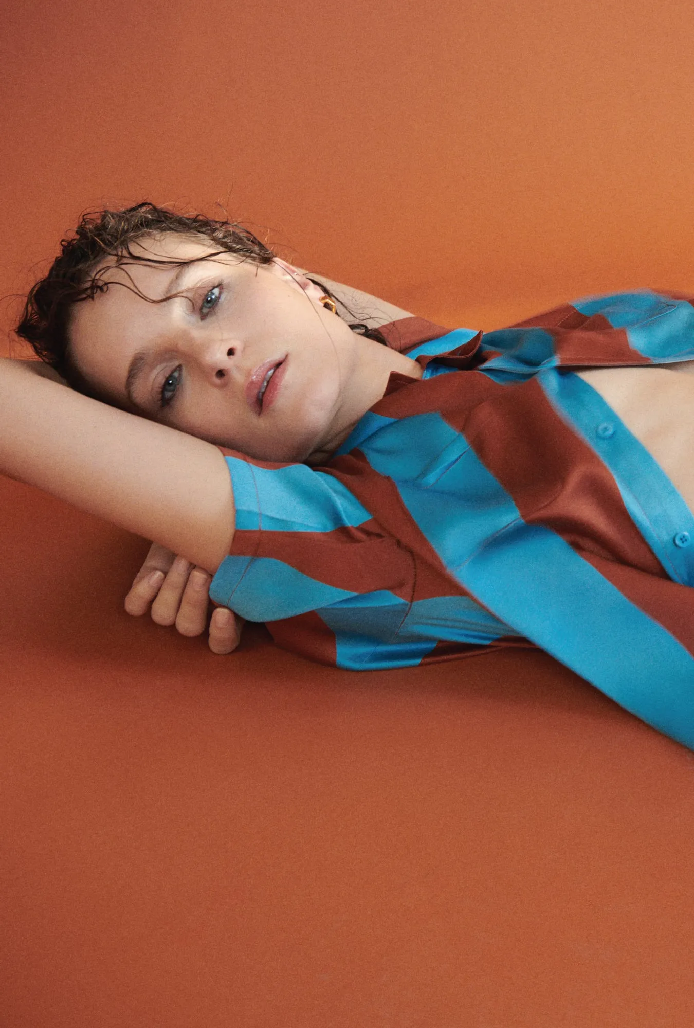 SHORT SLEEVE BOYFRIEND SHIRT LAKE STRIPE sold by Silk Laundry product image thumbnail 4