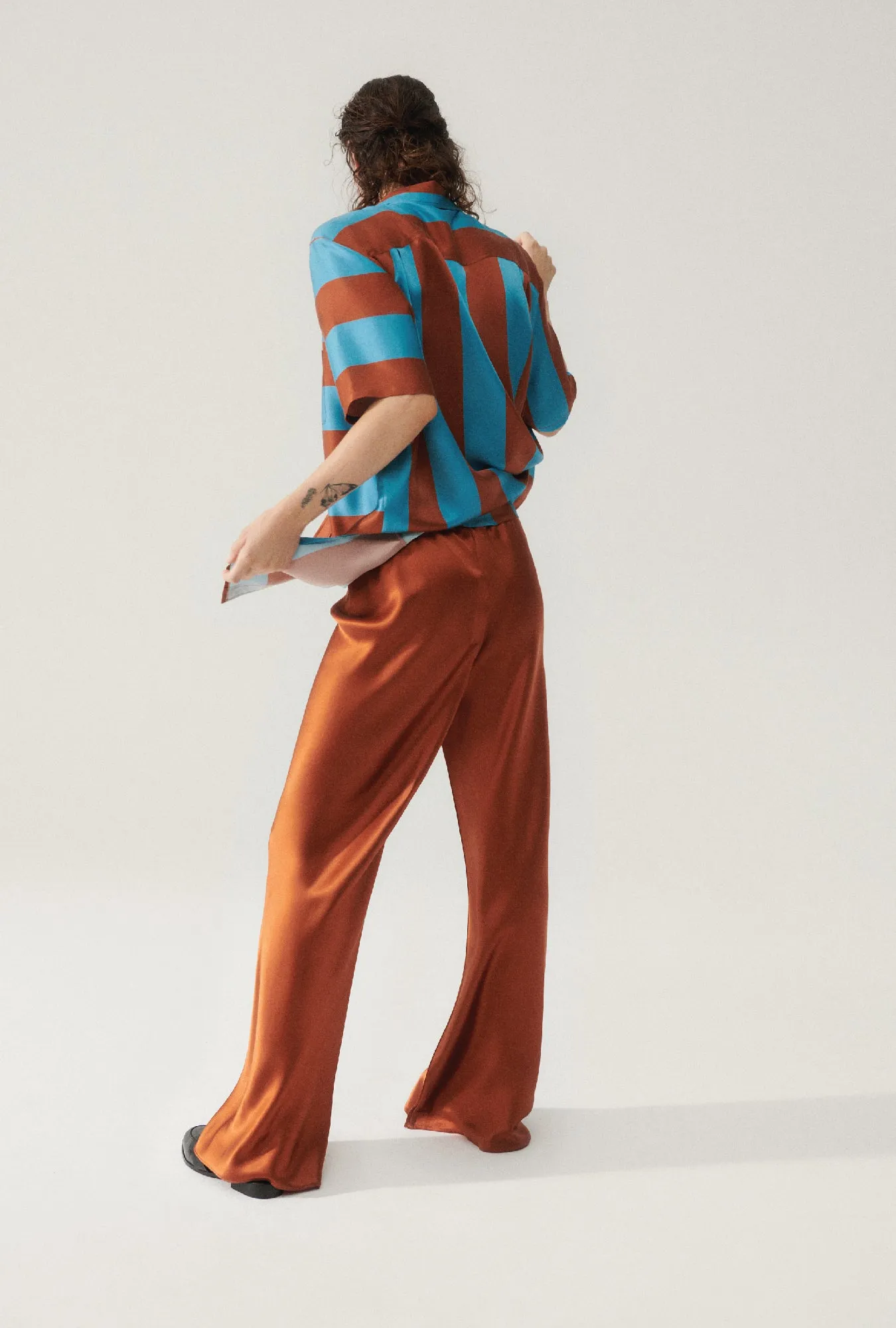 SHORT SLEEVE BOYFRIEND SHIRT LAKE STRIPE sold by Silk Laundry product image thumbnail 5