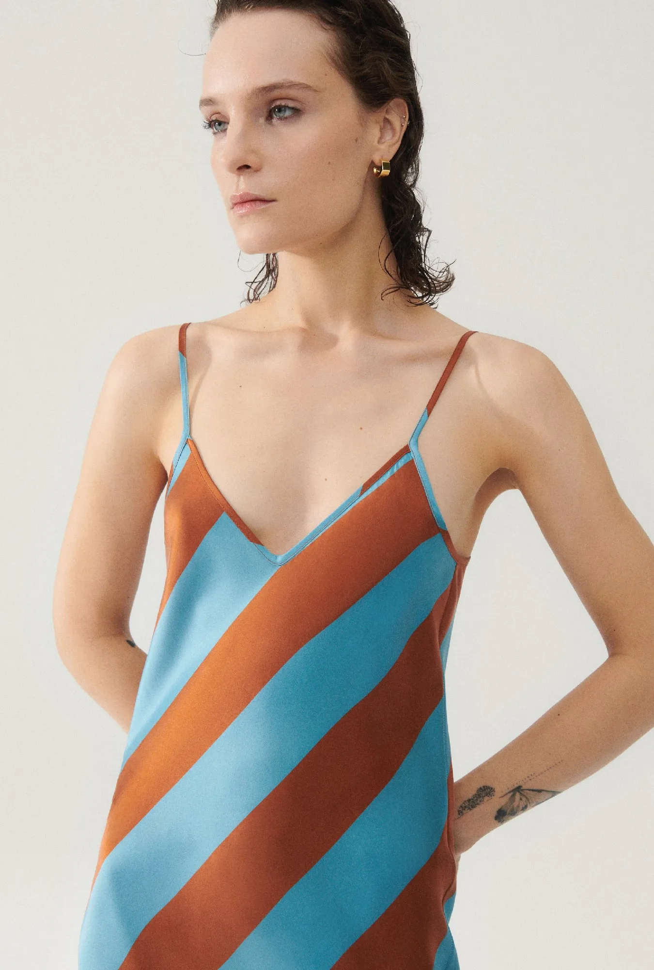 90S SLIP DRESS LAKE STRIPE sold by Silk Laundry product image thumbnail 2