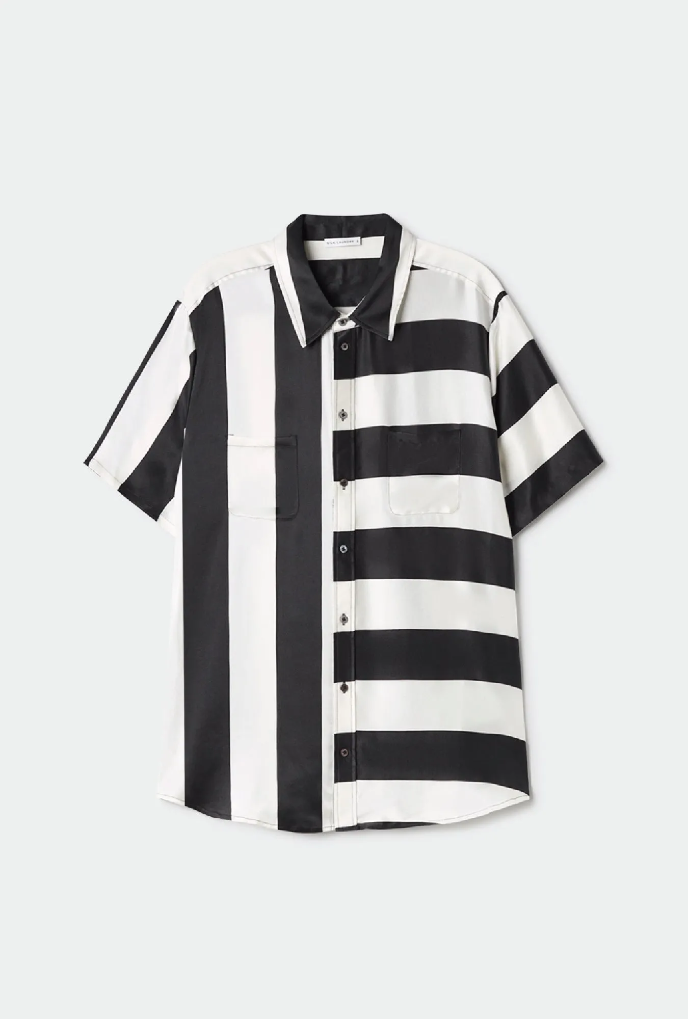 SHORT SLEEVE BOYFRIEND SHIRT BLACK STRIPE sold by Silk Laundry product image thumbnail 2