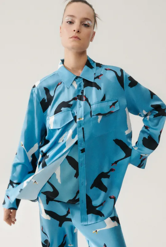 BOYFRIEND SHIRT SWANS sold by Silk Laundry