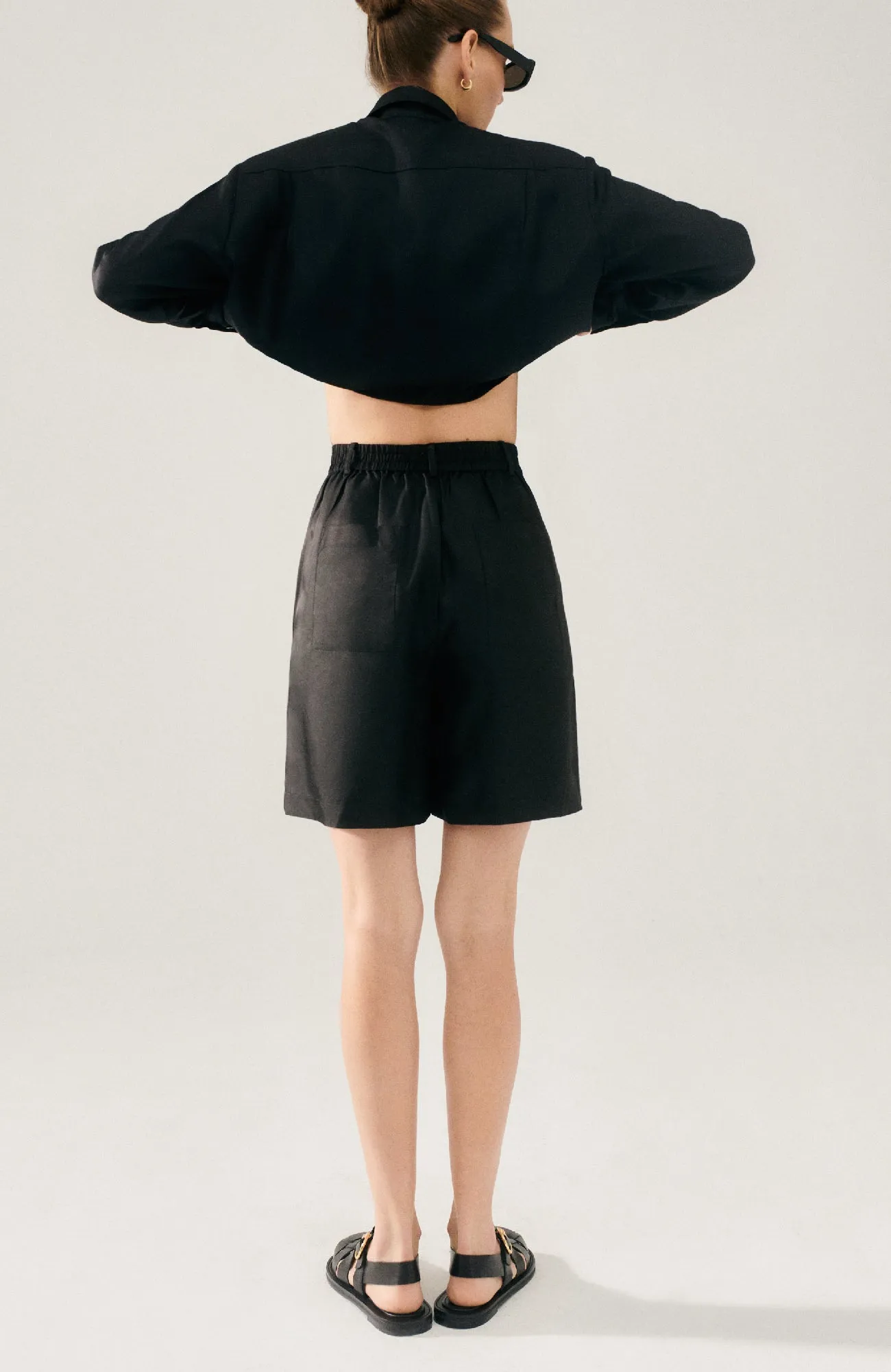 TWILL DOUBLE PLEATED SHORTS BLACK sold by Silk Laundry product image thumbnail 3
