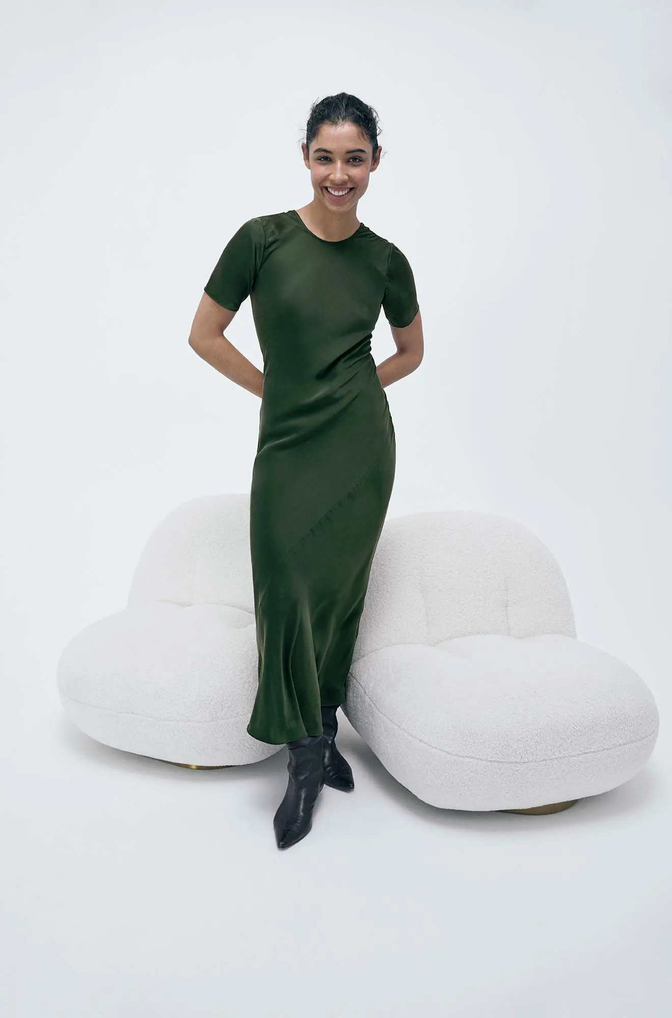 SHORT SLEEVE BIAS DRESS CEDAR sold by Silk Laundry product image thumbnail 2