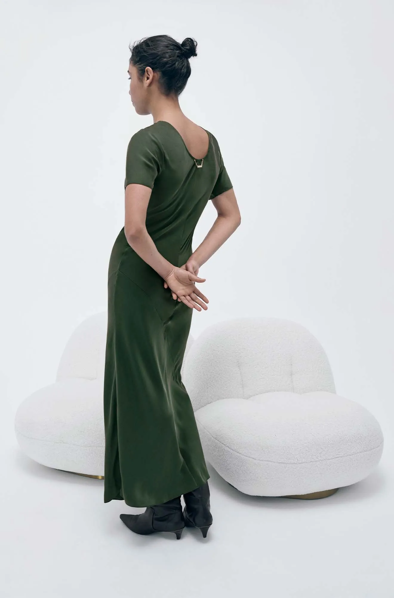 SHORT SLEEVE BIAS DRESS CEDAR sold by Silk Laundry product image thumbnail 3