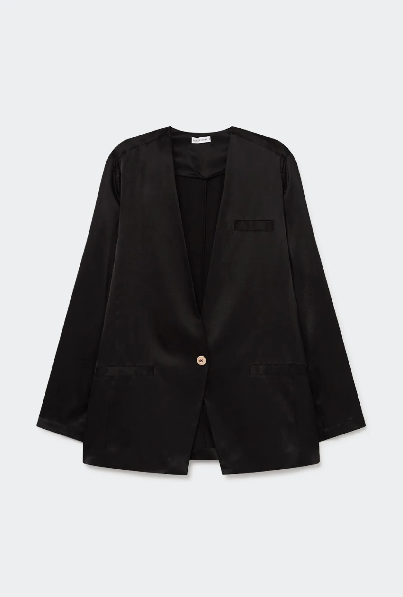 Collarless Blazer Black sold by Silk Laundry