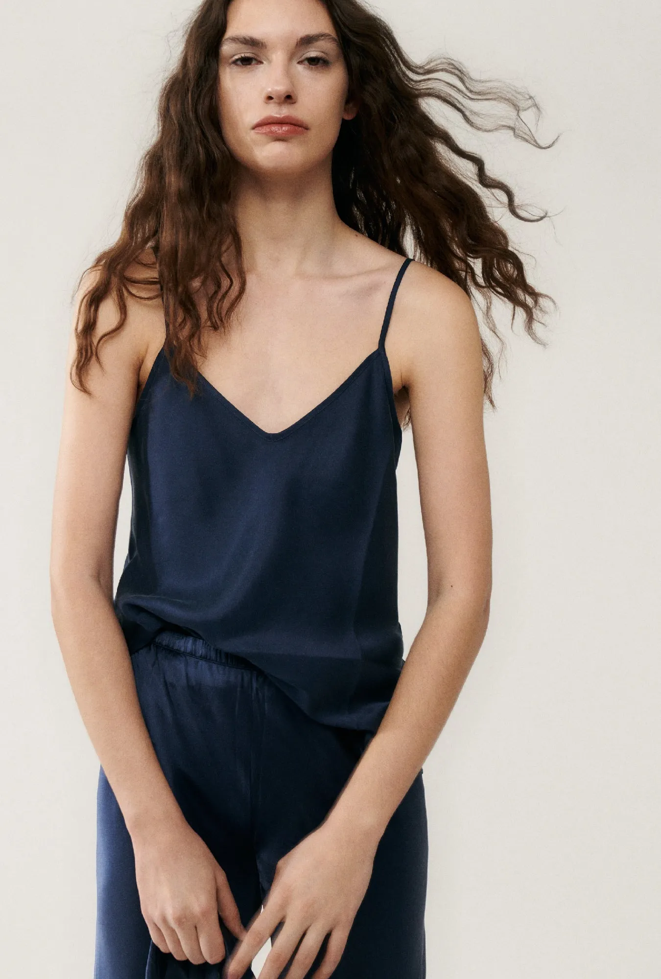 BIAS CUT CAMI MIDNIGHT sold by Silk Laundry