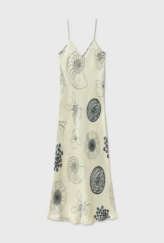 90S SLIP DRESS FIBONACCI OFF-WHITE sold by Silk Laundry