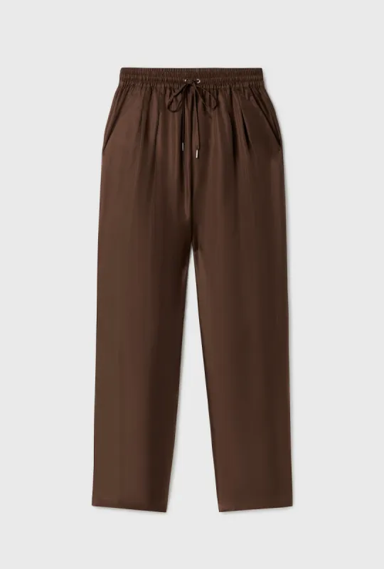 TWILL SLOUCH PANTS DARK EARTH PINSTRIPE sold by Silk Laundry