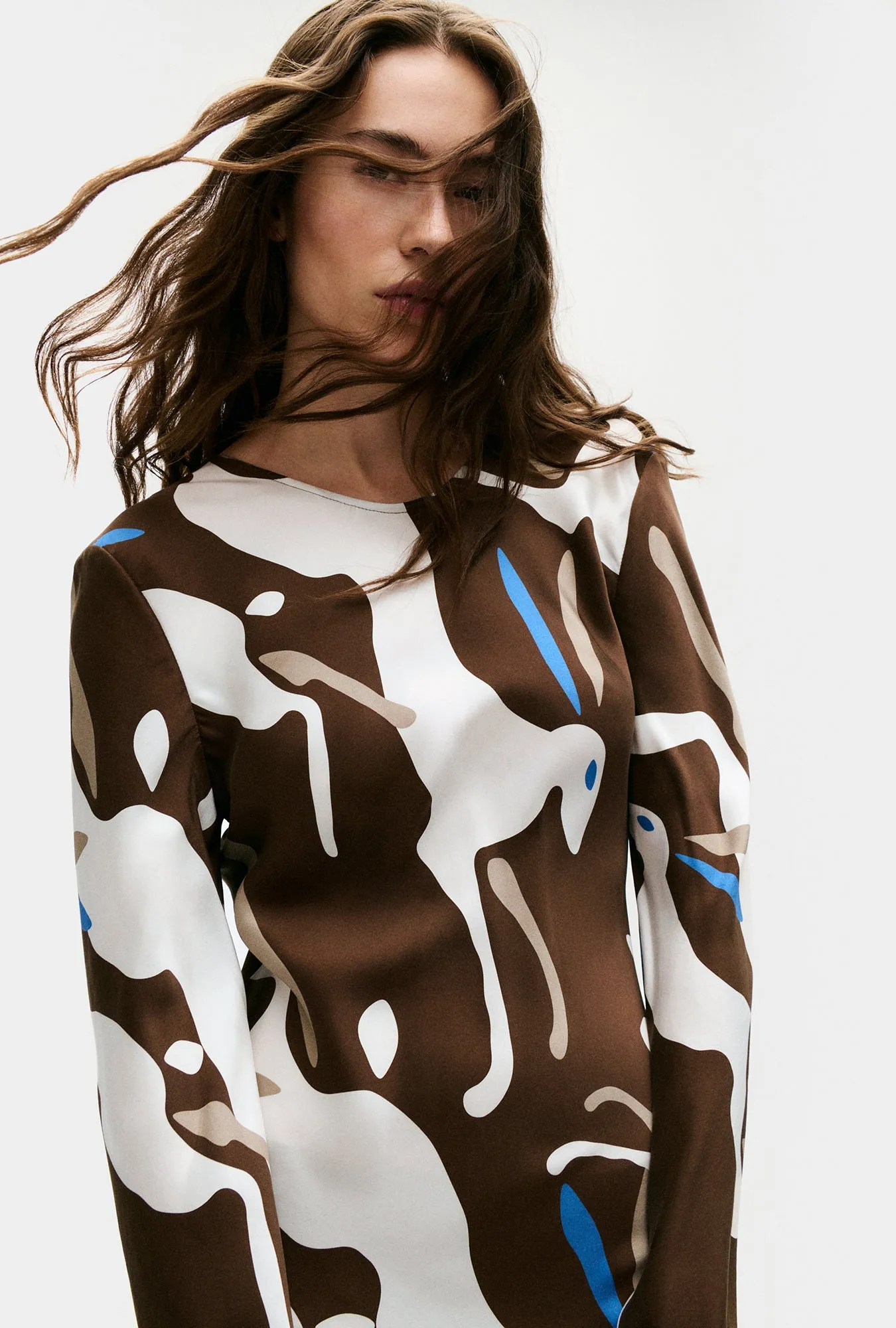 Full Sleeve Bias Dress Rabbit Dark Earth sold by Silk Laundry product image thumbnail 3