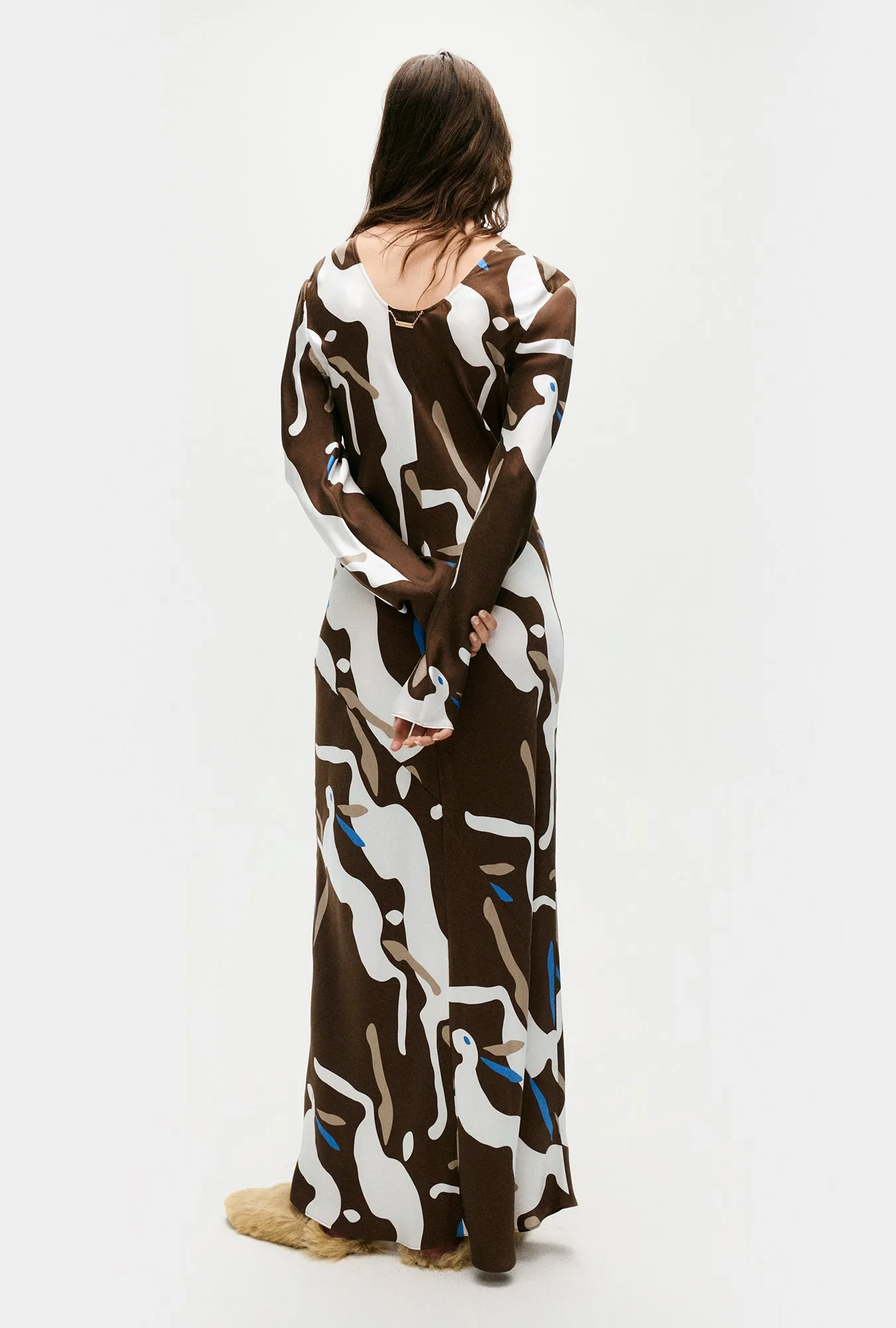 Full Sleeve Bias Dress Rabbit Dark Earth sold by Silk Laundry product image thumbnail 4