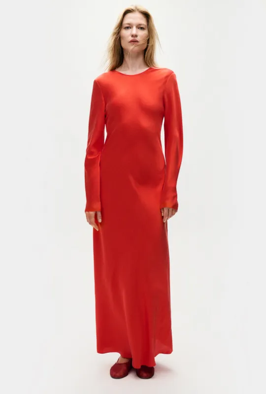 FULL SLEEVE BIAS DRESS GERANIUM sold by Silk Laundry