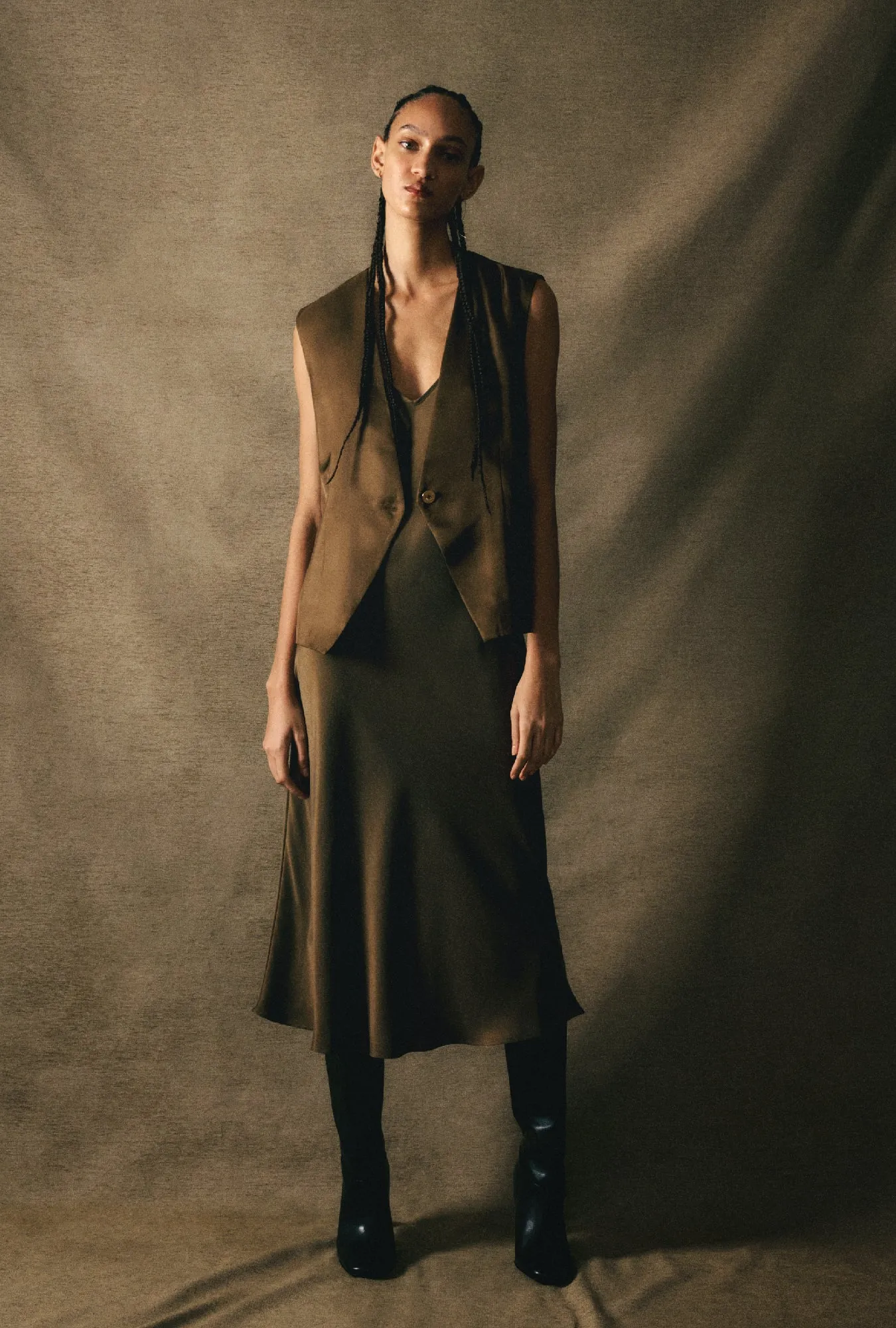 90S Slip Dress Dark Earth sold by Silk Laundry product image thumbnail 5