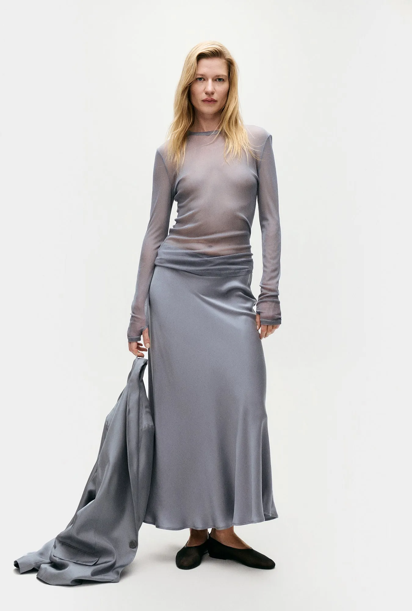 MESH LONG SLEEVE TOP STORM sold by Silk Laundry product image thumbnail 3