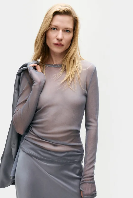 MESH LONG SLEEVE TOP STORM sold by Silk Laundry